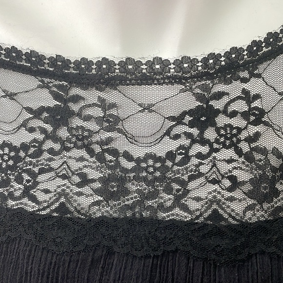 Free People Top Tunic Lace Blouson Black Size Small Long Dolman Sleeves - Picture 6 of 8